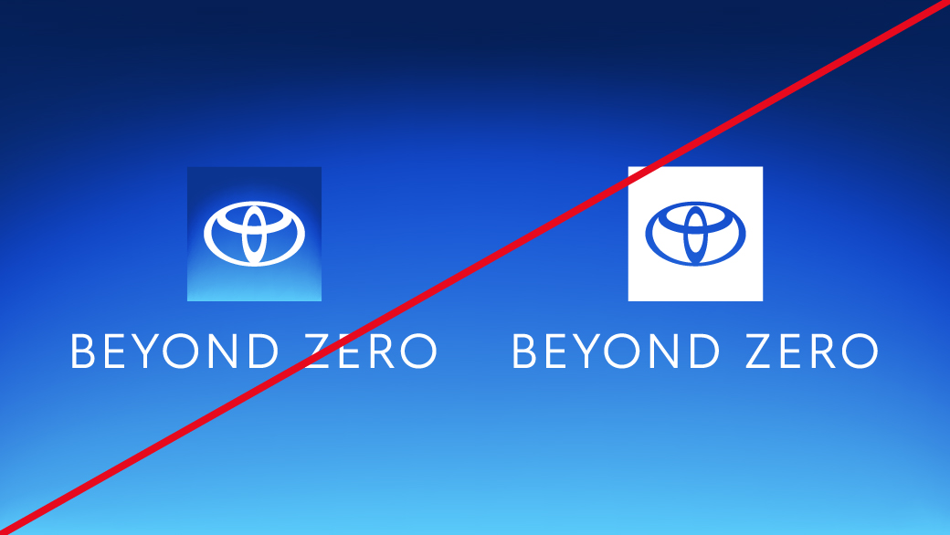 Incorrect example of Beyond Zero logos displayed over the dark gradient background.