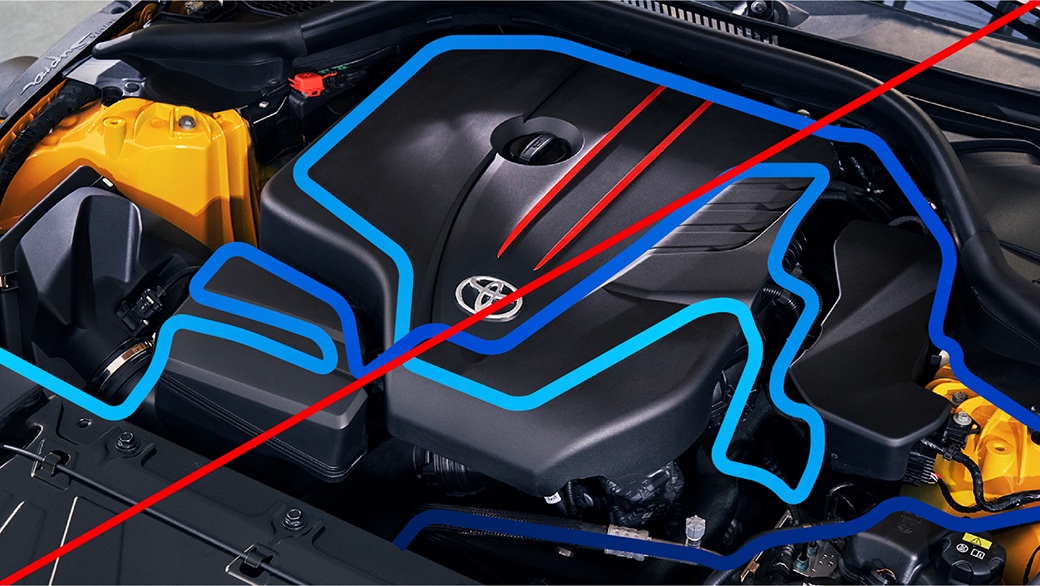 An incorrect example of gradient-line usage in a detail image of battery with the line going in random directions over the battery.