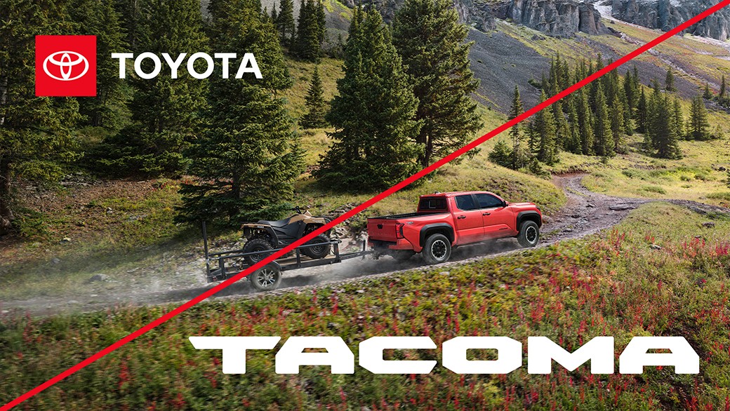 An example ad showing incorrect usage with the Toyota logo and the Tacoma vehicle badge.