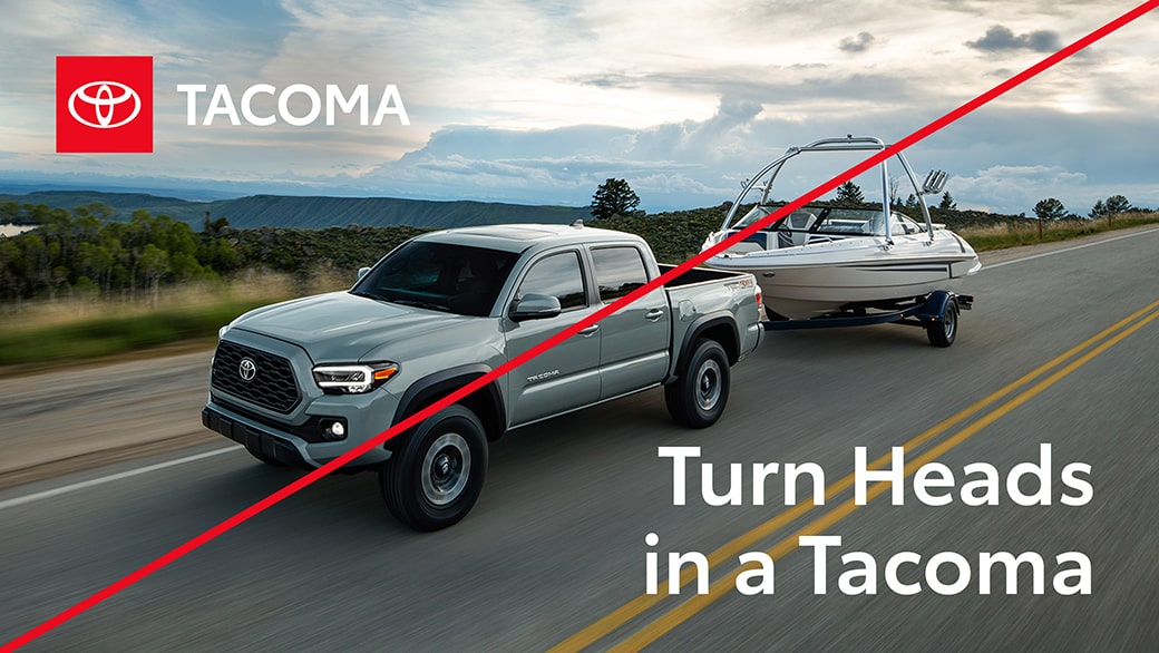 An example ad showing incorrect usage with the Tacoma logo and a headline that reads “Turn Heads in a Tacoma.”