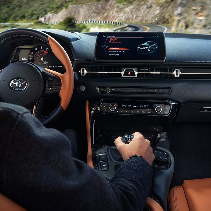 An interior shot of a Toyota vehicle.